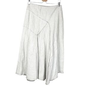 Sarah Pacini Maxi Panel Skirt Waxed Ramie White Gray 2 US Medium Raw Edge